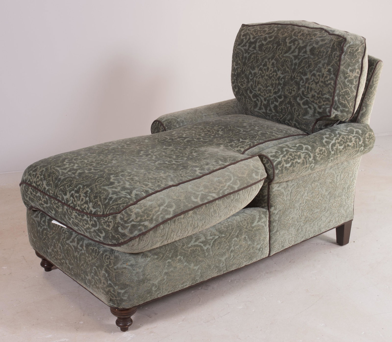 Drexel Heritage upholstered chaise lounge: Drexel Heritage upholstered chaise lounge, 36" h x 57" w