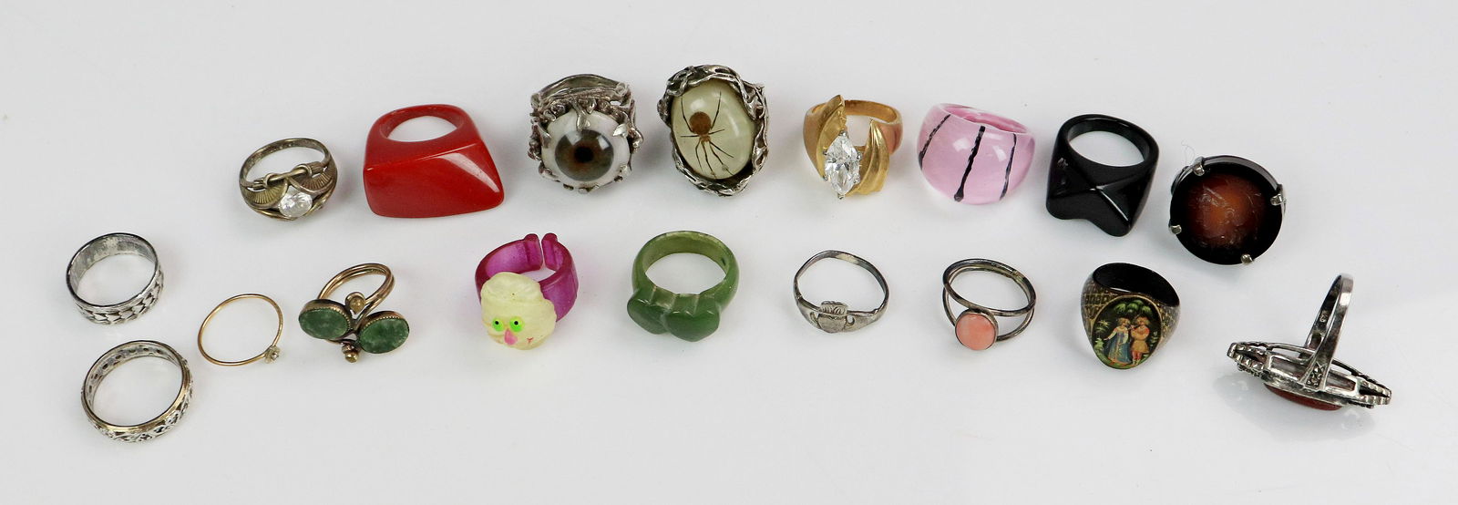 (17) Costume Rings, 3 sterling: (17) Costume Rings, 3 sterling