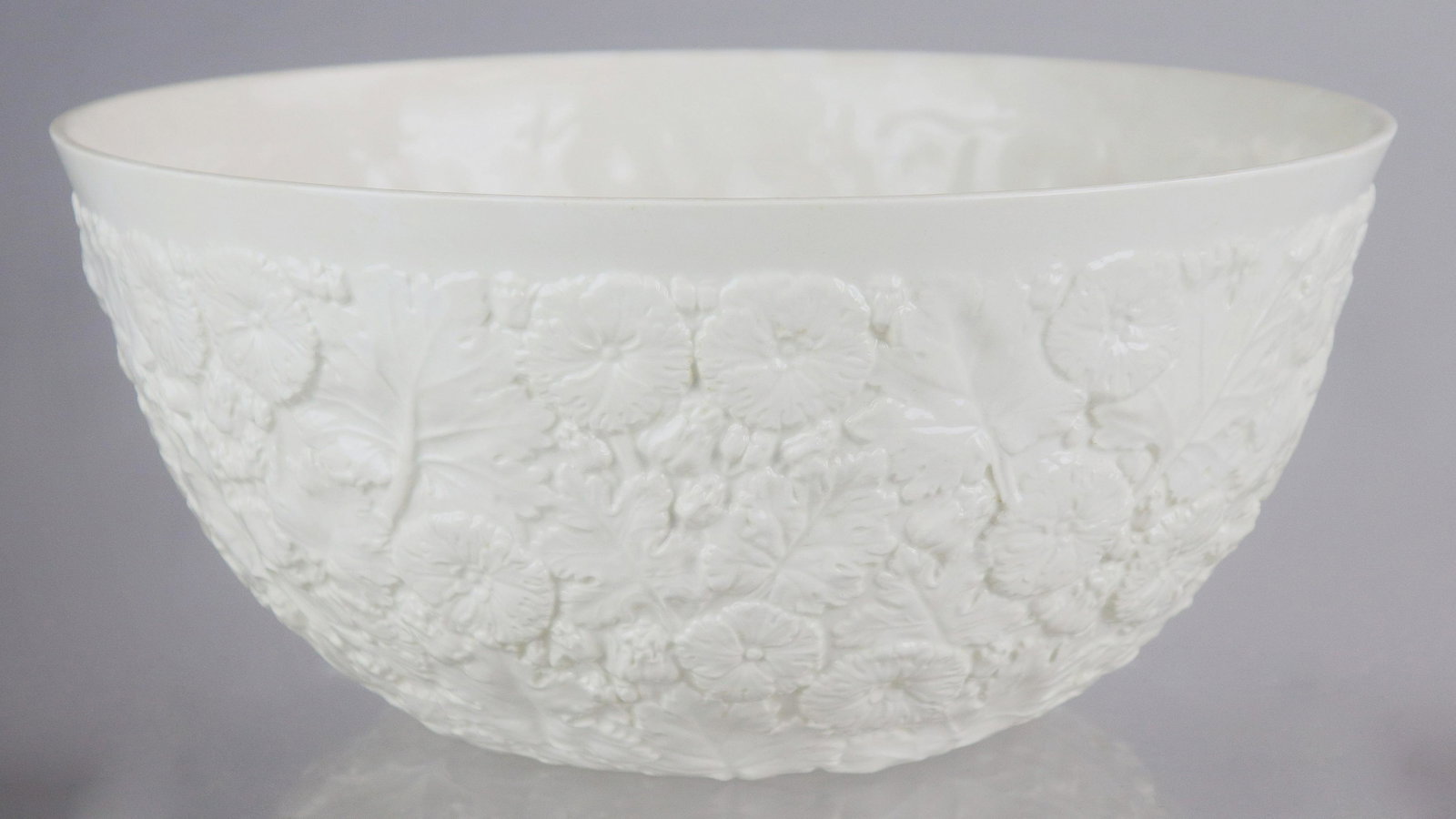 Spode Imperial Center Bowl: Spode Imperial center bowl, 12-1/2" diam, 6" high in floral relief surround.