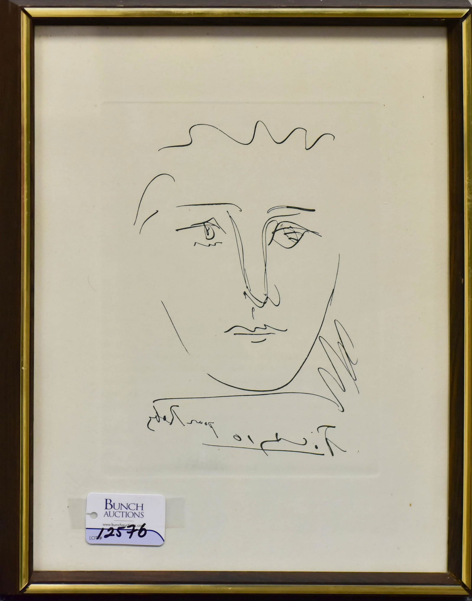 Pablo Picasso Etching "Pour Roby": Pablo Picasso (Spanish-French, 1881-1973) etching, "Pour Roby", signature in plate, Collectors Guild Edition, measures 9" x 7" plate, sheet size 14" x 11", framed size 15" x 12", good condition