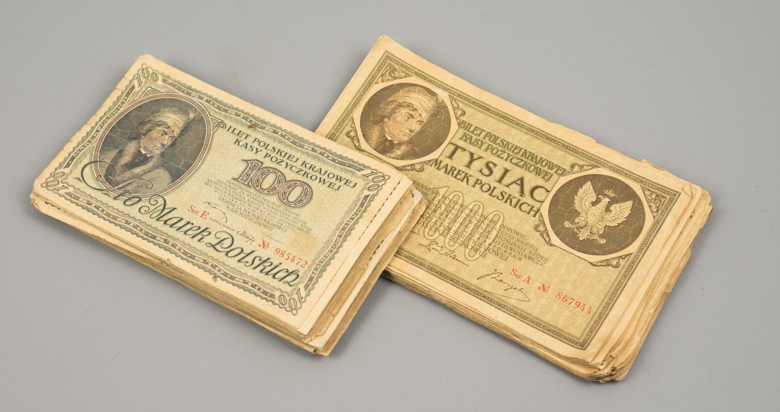 (165) 1919 100 and 1000 Polish Bank Notes: (165) 1919 100 and 1000 Polish Bank Notes