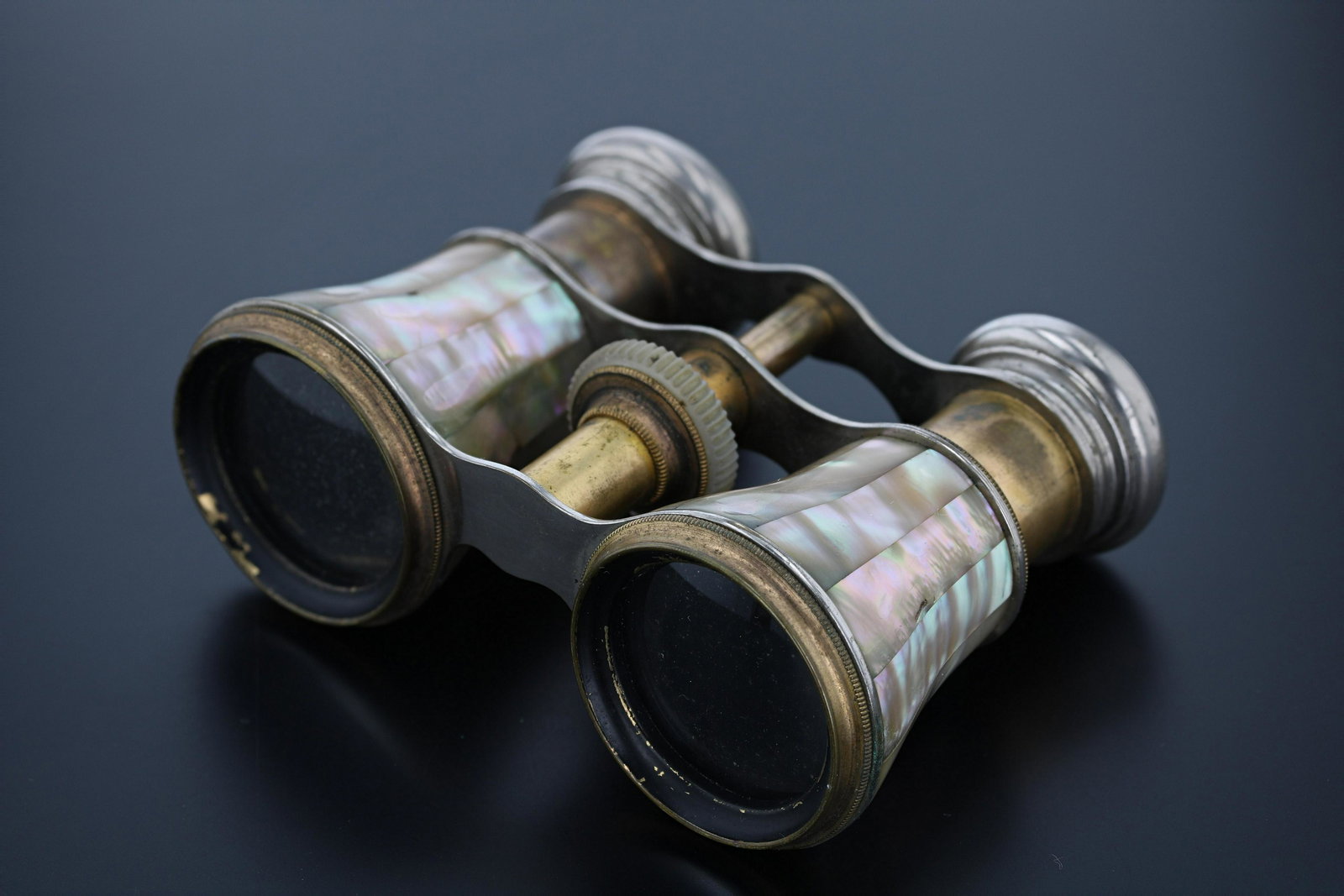Mother of Pearl Brass Opera Glasses: Mother of Pearl Brass operal glasses; chevalier optic lenses made in Paris.