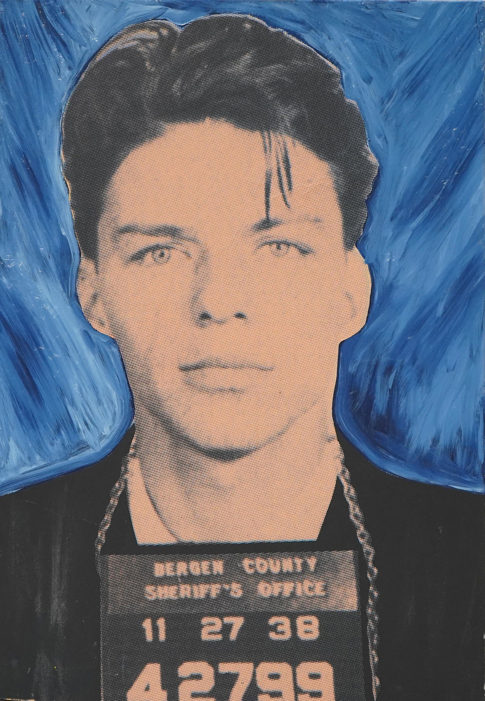 Steve Kaufman Pop Art "Frank Sinatra": Steve Kaufman (American, 1960-2010), protege of Andy Warhol, Pop Art "Frank Sinatra", mixed media and silkscreen on canvas, signed "SAK" on back, edition 112/150, 36" x 25", good condition with some s
