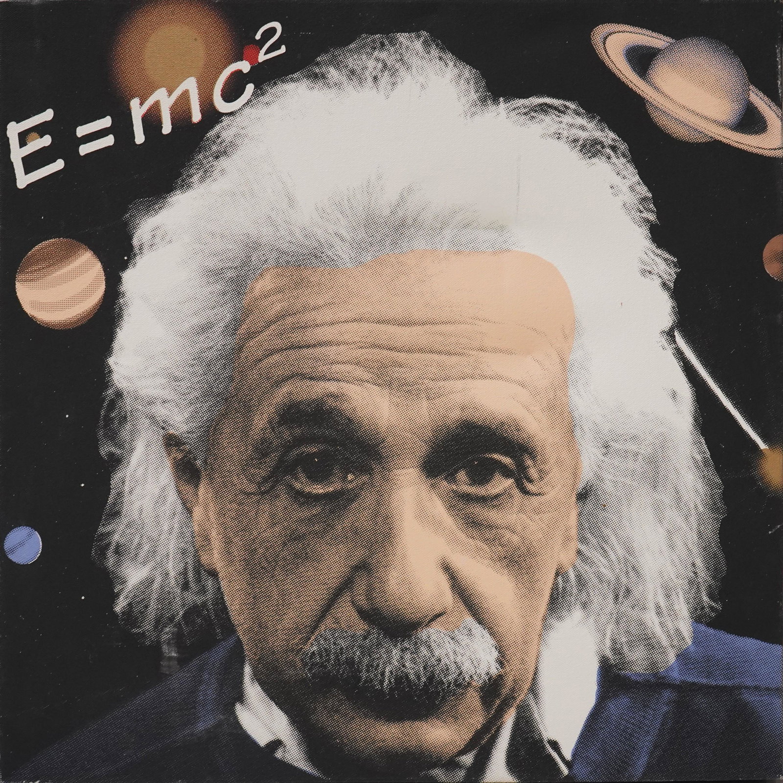 Steve Kaufman Pop Art "Einstein": Steve Kaufman (American, 1960-2010), protege of Andy Warhol, Pop Art "Einstein", silkscreen on canvas, signed "SAK" on back, edition 45/50, 20" 20", good condition with light wear at edges