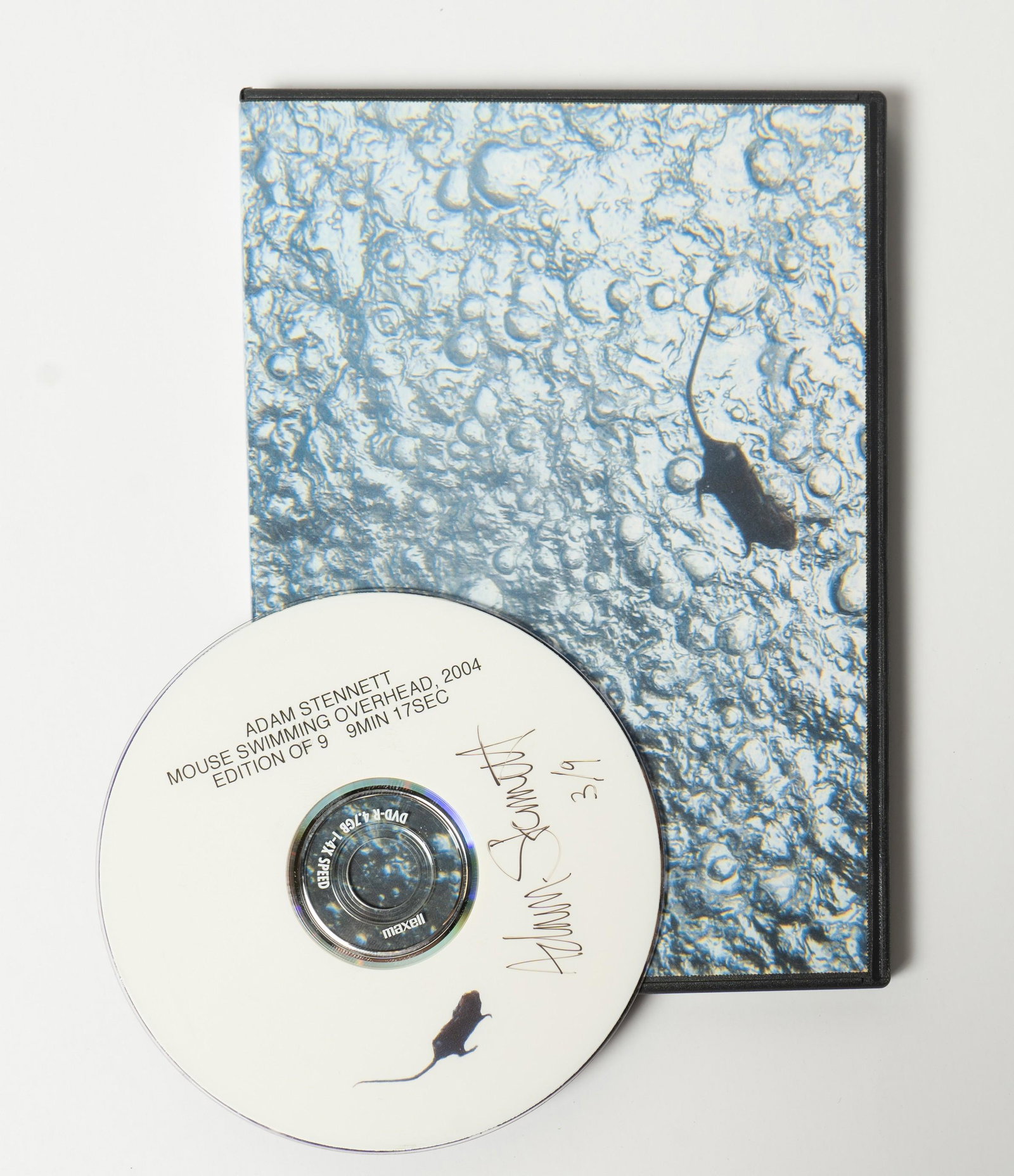 Adam Stennett (American, b 1972) video short "Mouse: Adam Stennett (American, b 1972) video short "Mouse Swimming Overhead" 2004, DVD, signed "Adam Stennett" on case and DVD, edition 3/9, original premiere at Scope Gallery London, very good condition, F