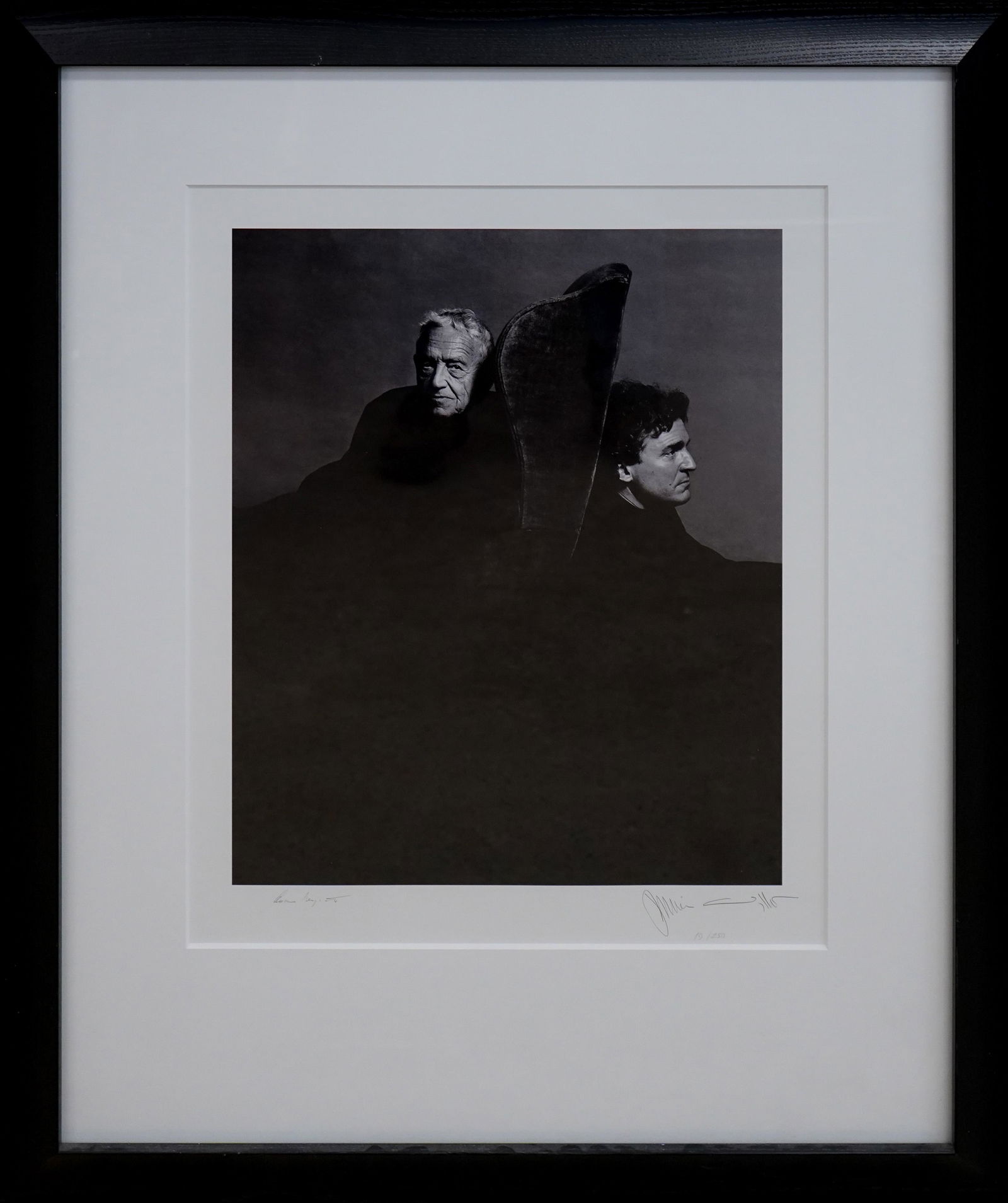 Michael Ahern "Andrew and Jamie Wyeth": Michael Ahern (American, b. 1951), Andrew and Jamie Wyeth", limited edition print, signed by Andrew Wyeth and Jamie Wyeth, edition 19/250, 20" x 16-1/4" image, framed 36-3/4" x 30-1/4", very good cond