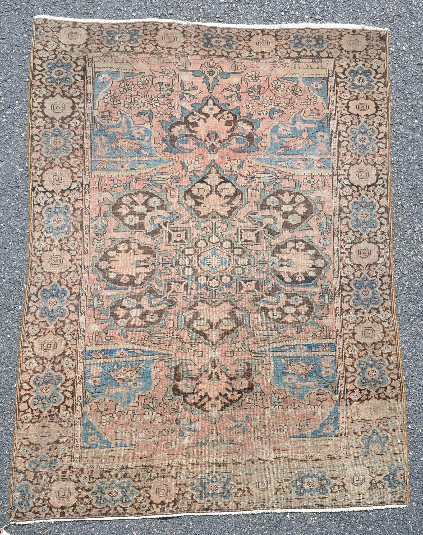 3'3" x 9'8' Antique Persian Farahan Sarouk Area Rug: 3'3" x 9'8' Antique Persian Farahan Sarouk Area Rug, mid-19th C, even low pile, no holes