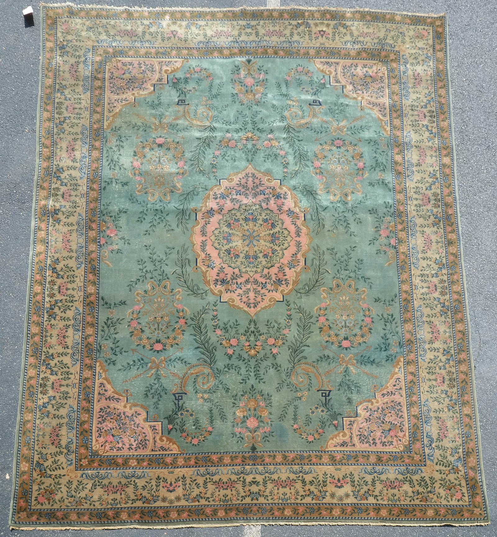 12' x 9' Antique Persian French Style "Aubusson": 12' x 9' Antique Persian French Style "Aubusson"