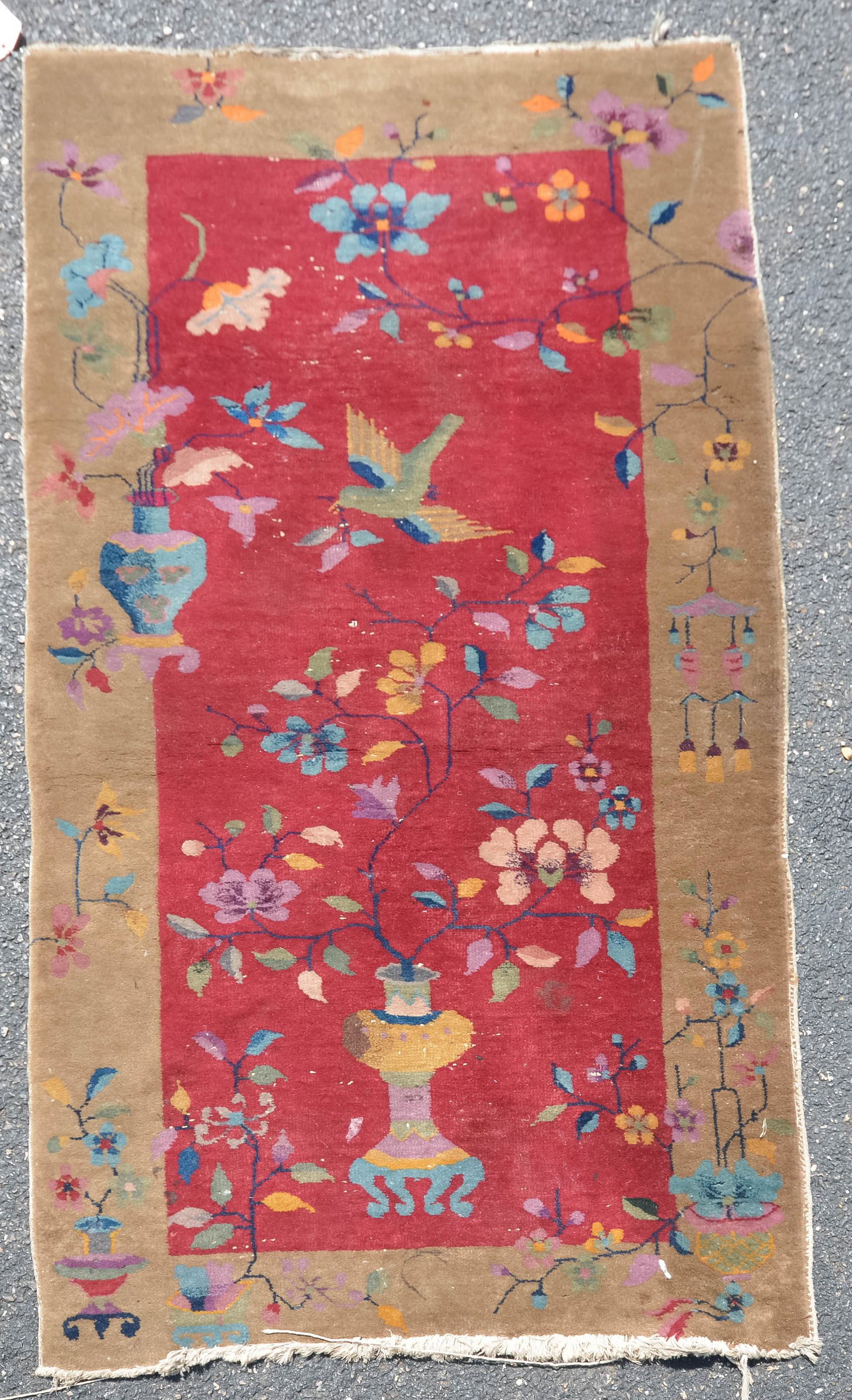 2'10" x 5'9" Antique Chinese Art Deco Area Rug: 2'10" x 5'9" Antique Chinese Art Deco Area Rug