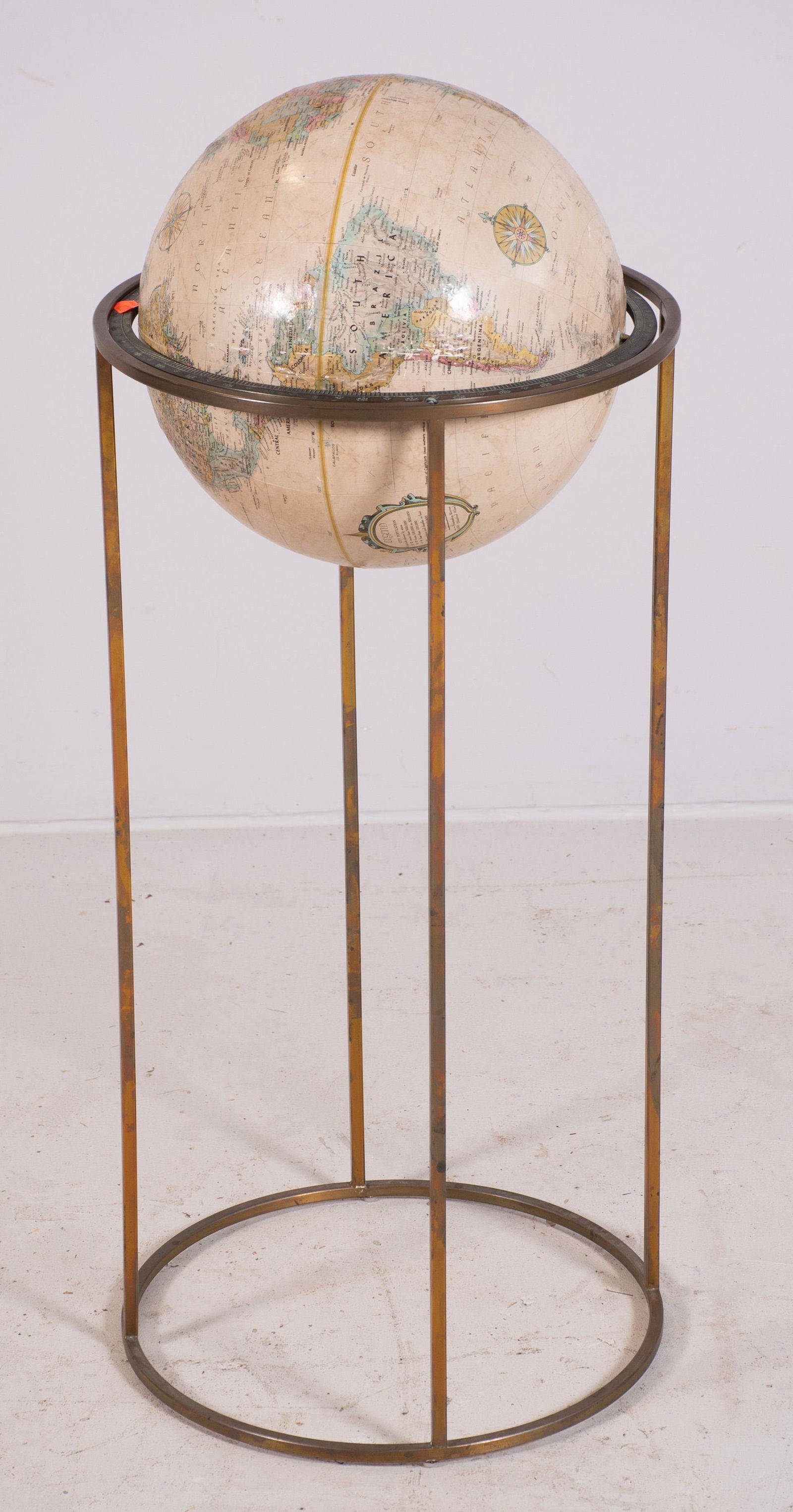 Replogle World Classic globe on stand: Replogle World Classic globe on brass stand, 35" h x 15" diameter