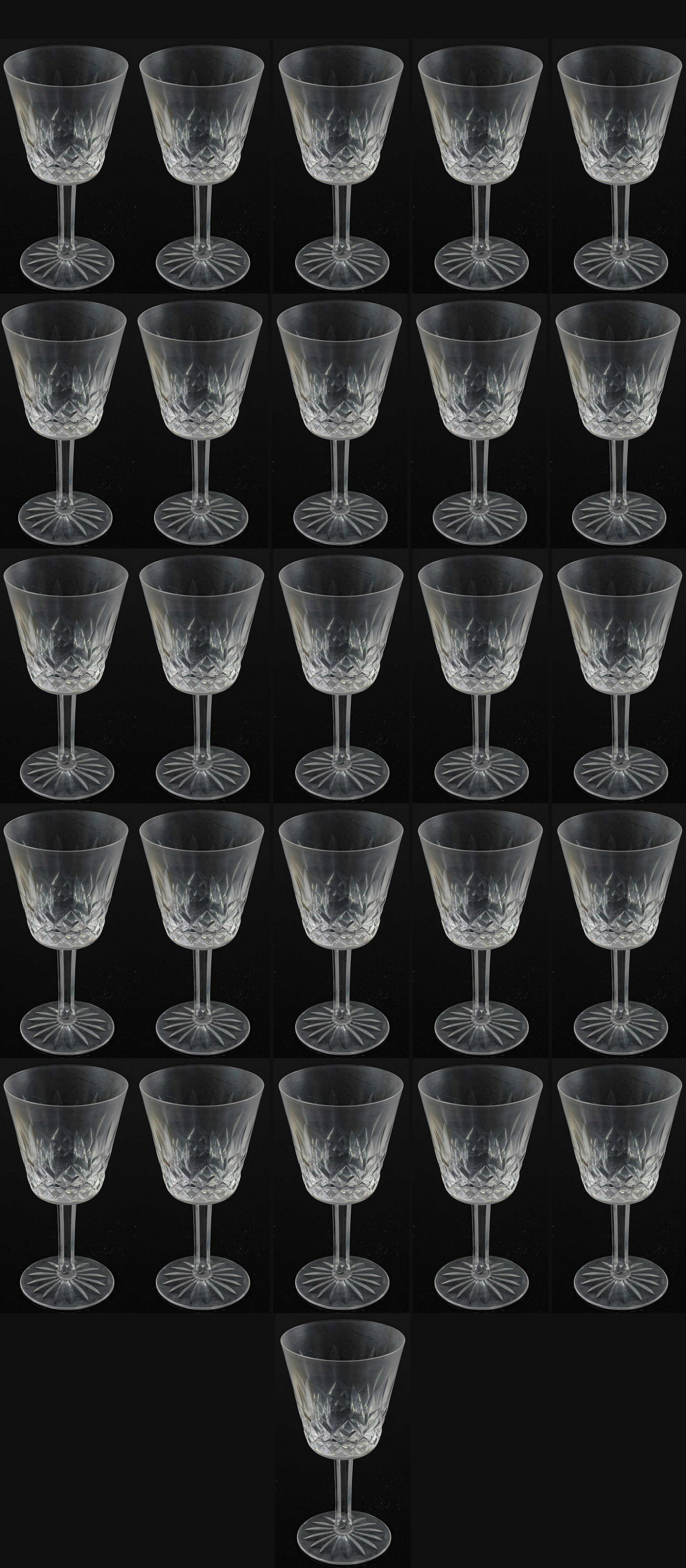 (26) Waterford Lismore White Wine Glasses: (26) Waterford crystal white wine glasses, Lismore pattern, 5-3/4" h