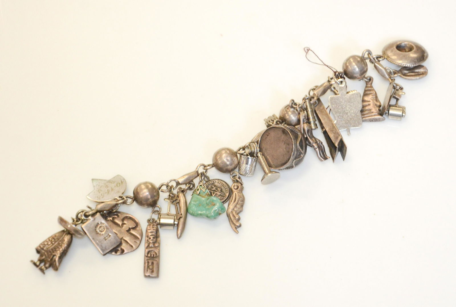 Sterling Silver Charm Bracelet, 20+ charms, 2.75 TO: Sterling Silver Charm Bracelet, 20+ charms, 2.75 TO