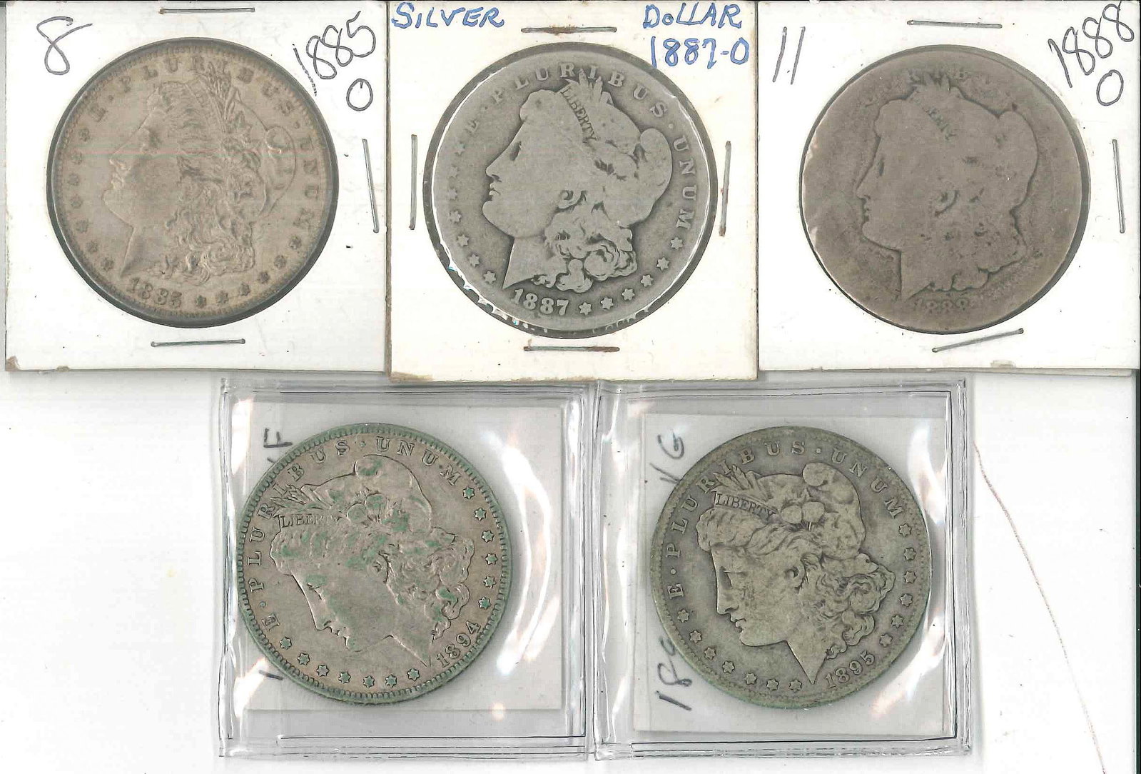 (5) Morgan silver dollars: (5) Morgan silver dollars