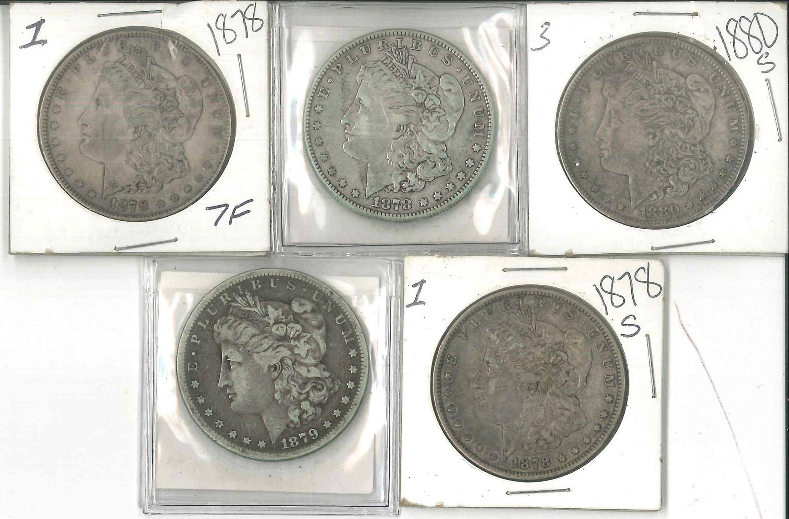 (5) Morgan silver dollars: (5) Morgan silver dollars