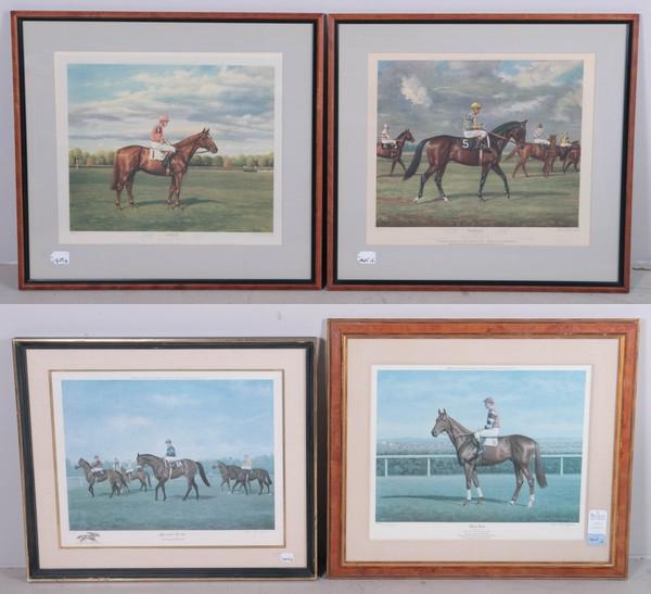 (4) Richard Stone Reeves Equestrian Prints: (4) Richard Stone Reeves equestrian prints including Kelso, Neji, Phar Lap and Approaching the Start, each pencil signed, largest framed size 31" x 35-1/2", good condition, some wear to frames, acquir