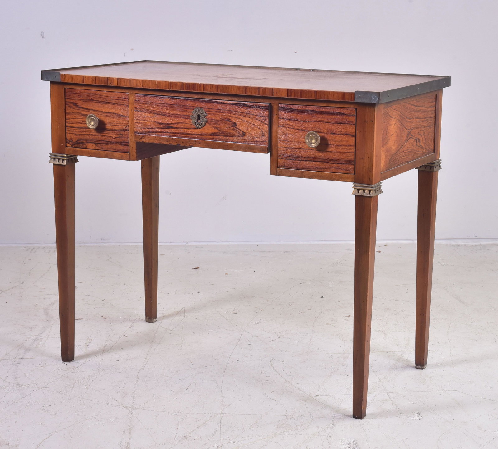 Baker Rosewood three drawer console table: Baker Rosewood three drawer console table, 30-1/4"h x 36-1/4"w