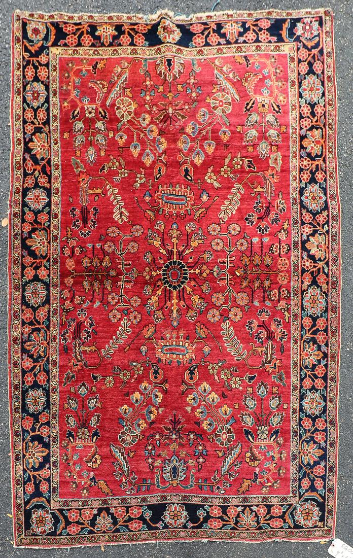 Antique Persian Sarouk, 4'2" x 6'10": Antique Persian Sarouk, 4'2" x 6'10"
