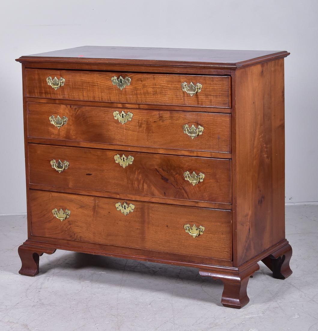 Walnut 4-drawer Chippendale chest: Walnut 4-drawer Chippendale chest, 4 cock beaded drawers, replaced brasses, raised on OG feet, PA late 18th c, 37-1/2"h x 40"w x 20-1/2"d