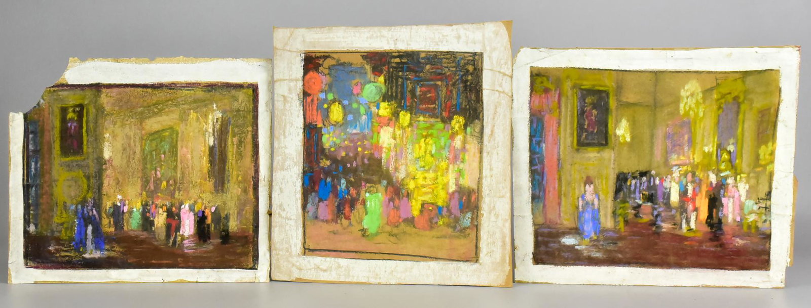 Henry James Soulen, (3) studies/drawings, w/c, gouache: Henry James Soulen (American, 1888-1965), (3) studies/drawings, w/c, gouache, all w/Soulen Estate stamps, on heavy paper, the largest 9" x 10 3/4" overall, 2" loss to upper left corner