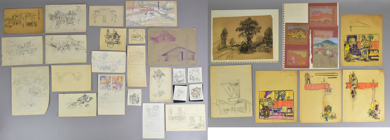 Henry James Soulen (34) Study Sketches: Henry James Soulen (American, 1888-1965), (34) study sketches, various subjects and mediums including pastel, pencil and colored pencil, acquired from the family of the artist, largest 12-1/2" x 9-1/4