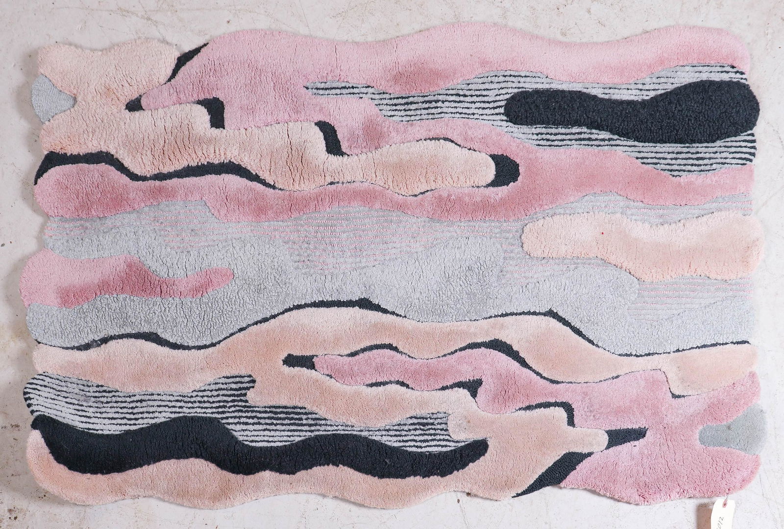 3' X 5' Edward Fields Abstract Skyscape Area Rug: 3' X 5' Vintage Edward Fields Abstract Skyscape Area Rug in Wool, Ends are a little curly, needs cleaning otherwise in good condition.