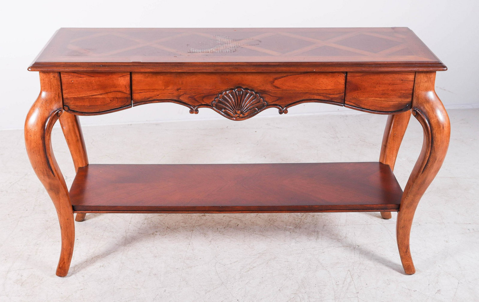 Fruitwood Finished Louis XV Style Console Table: Fruitwood Finished Louis XV Style Console Table, cabriole legs, 30-1/2"h x 54"w