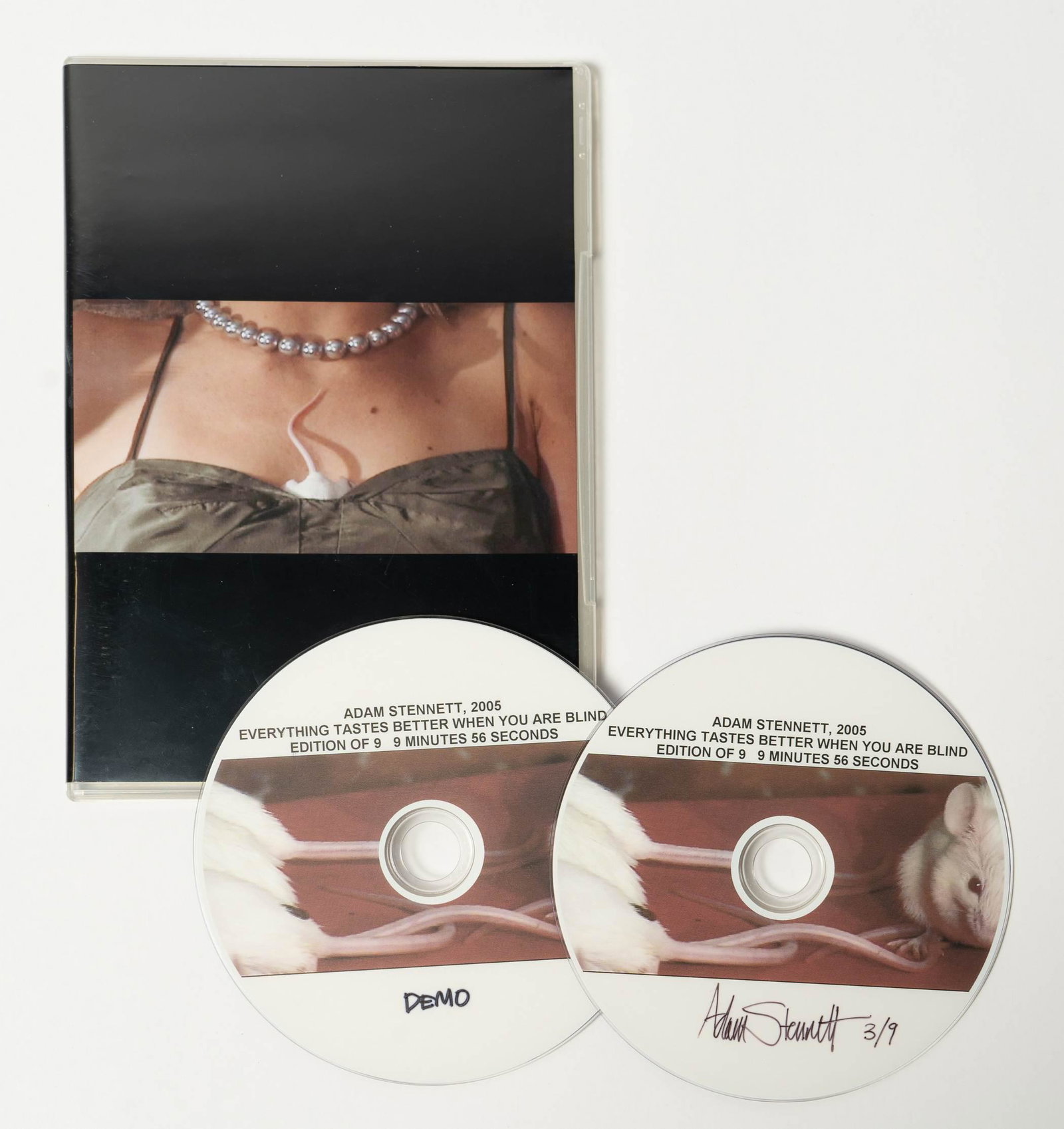 Adam Stennett video short "Everything Tastes Better: Adam Stennett (American, b 1972) video short "Everything Tastes Better When You Are Blind", 2005, DVD, signed "Adam Stennett" on case and DVD, edition 3/9, very good condition