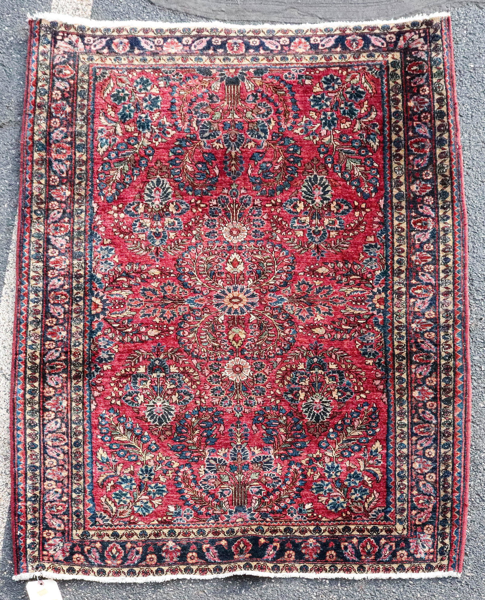 3'4" X 4'9" Sarouk Area Rug: 3'4" X 4'9" Sarouk Area Rug, excellent condition with end loss