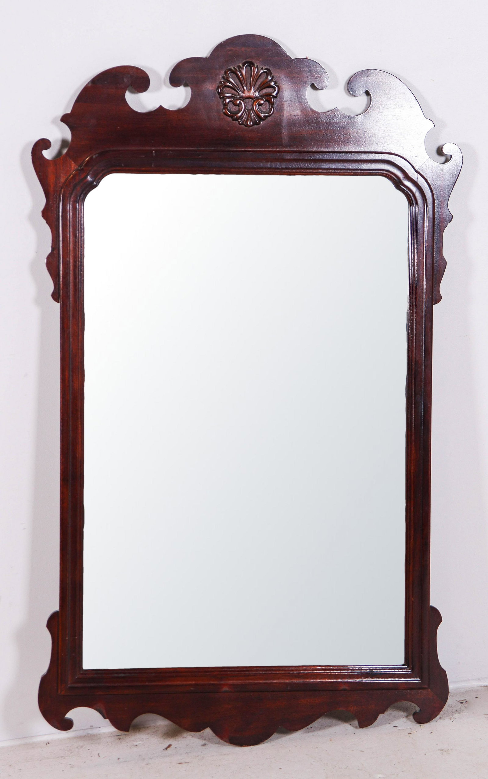 Mahogany Chippendale style hanging wall mirror: Mahogany Chippendale style hanging wall mirror, 52-1/2"h x 29"w