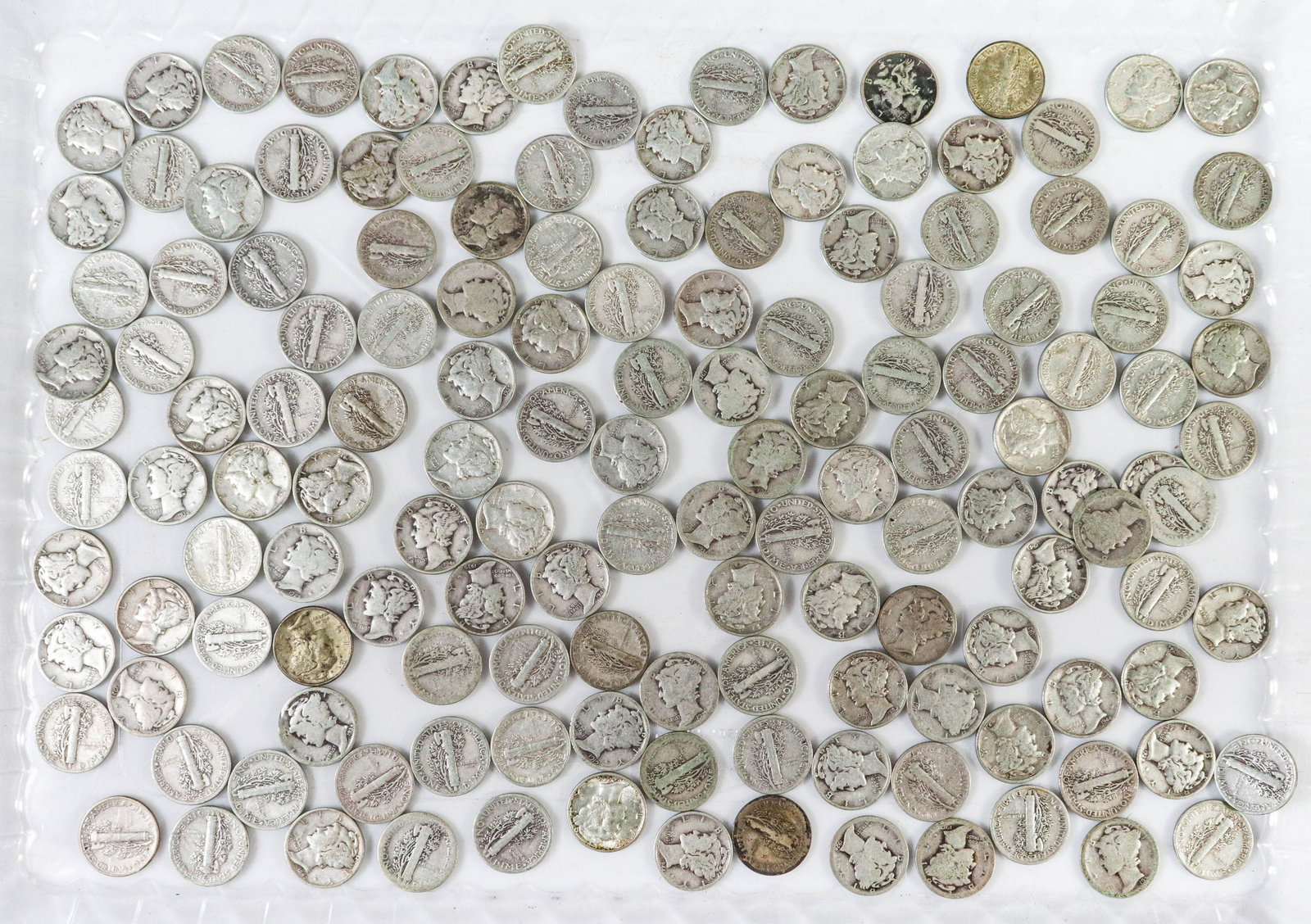 $14 Face Value 90% Silver Mercury Dimes: $14 Face Value 90% Silver Mercury Dimes, unsorted dates and condition