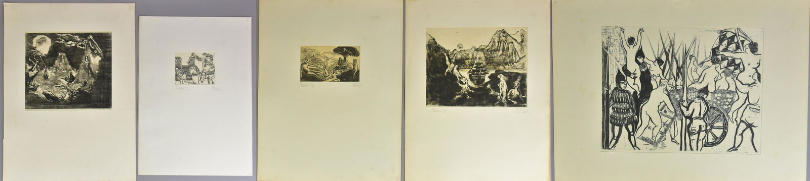 Bernard Reder (5) Woodcut Prints: Bernard Reder (American, 1897-1963), (5) woodcut prints, each pencil signed "B. Reder", largest 13-3/4" x 11" image, fair to good condition