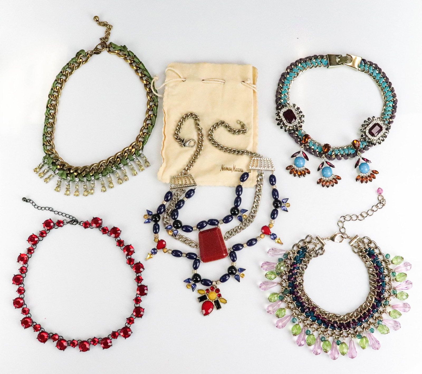 (5) Statement Fashion Necklaces: (5) Statement Fashion Necklaces; Lot of (4) Statement Fashion Necklaces, in the J.Crew style, unsigned (1)Singed Leslie Danzis.