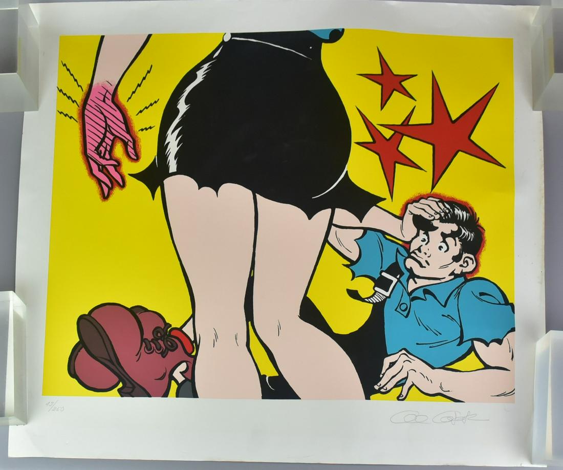 Al Capp "Lil Abner & Daisy Mae": Al Capp (American, 1909-1979) "Lil Abner & Daisy Mae", silkscreen on paper, pencil signed "Al Capp", edition 43/250, 24-1/4" x 30-1/2", sheet size 30-3/8" x 35-1/4", good condition, light scuffing and