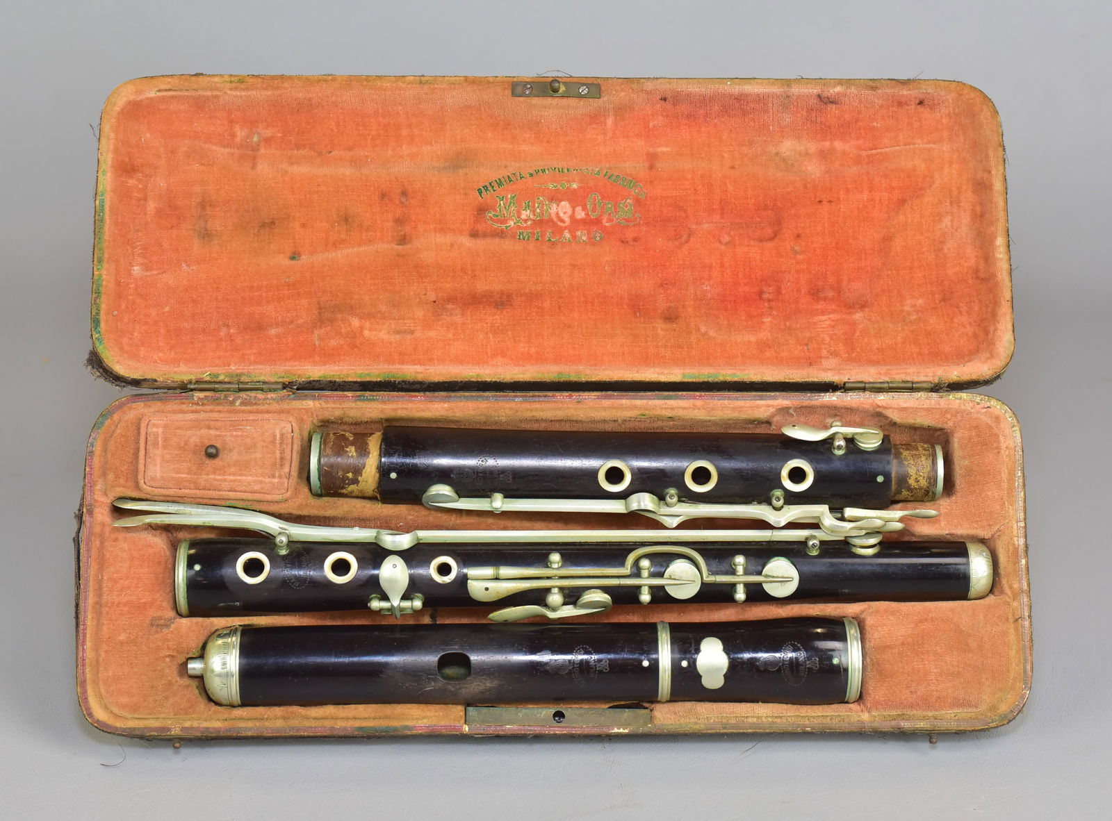 Maino e Orsi Milano Wood Flute: Maino e Orsi Milano wood flute, with case