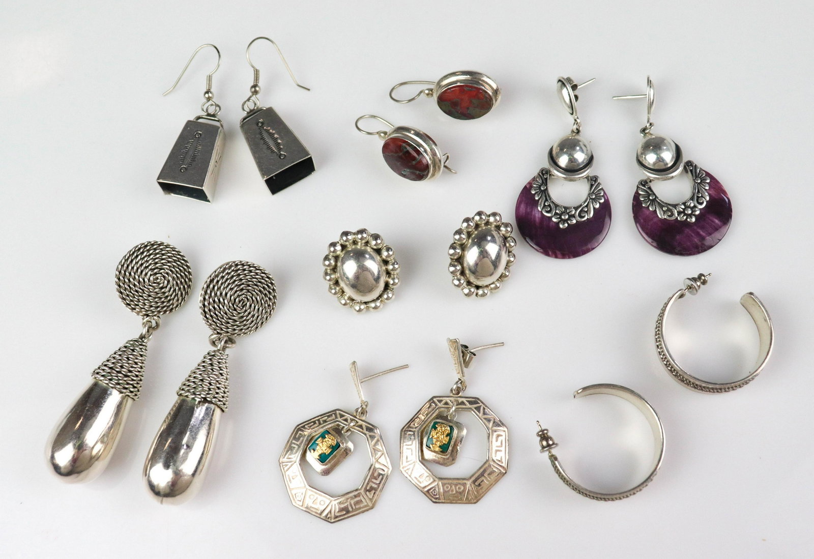 (7) Earring Sets: (7) Earrings earring sets; signed sterling, one pair signed RON Y. Sterling, (2) singed made in Mexico.