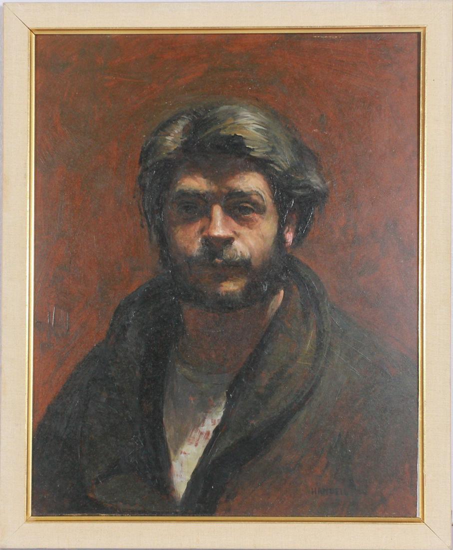 Albert Handell Self-Portrait: Albert Handell (American, b 1937) self-portrait, oil on board, signed "Handell", 16" x 13", good condition