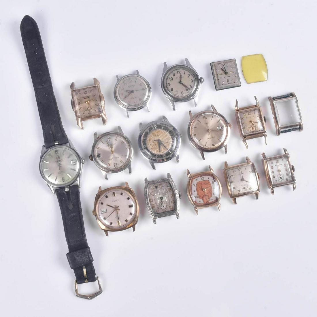 (14) Pc Lot of Vintage Watches: (14) Pc Lot of Vintage Watches, lot C/O: (7)Tank watches, and (7) round face watches. No watch bands, Benrus, Timex, Semca. For parts or repair.