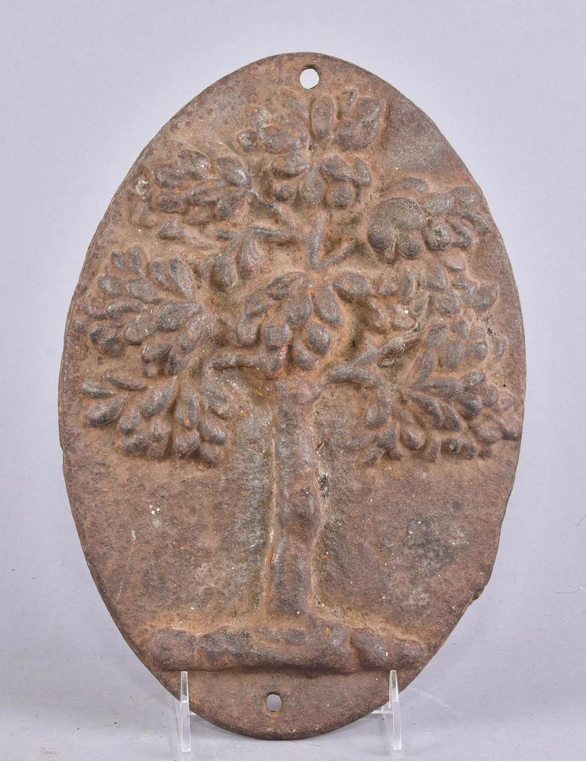 Green Tree' Cast Iron Fire Mark: Green Tree" cast iron fire mark for Mutual Assurance Company, Philadelphia, with hollow back, 12"x8