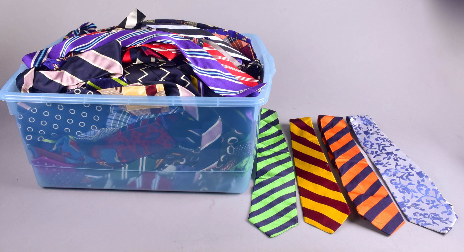(50)+ Modern Tie Grouping: (50)+ Modern tie grouping to include Robert Graham, Ralph Lauren, Ralph Lauren Purple Label, Polo, Brooks Brothers, Paul Frederick and more.