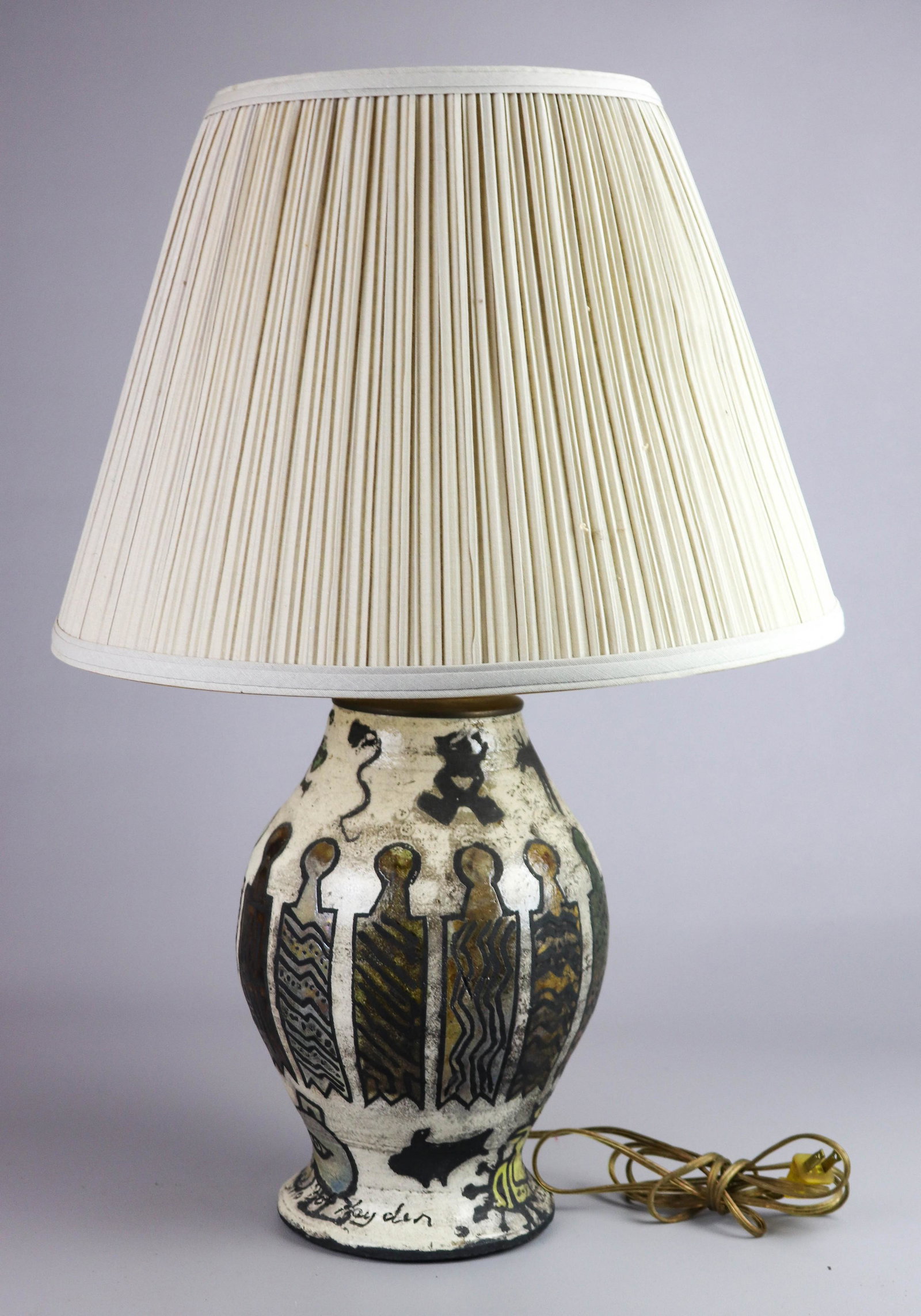 Bob Hayden Modern Design Pottery lamp: Bob Hayden Modern Design Pottery lamp, marked Bob Hayden 1990, 26"h