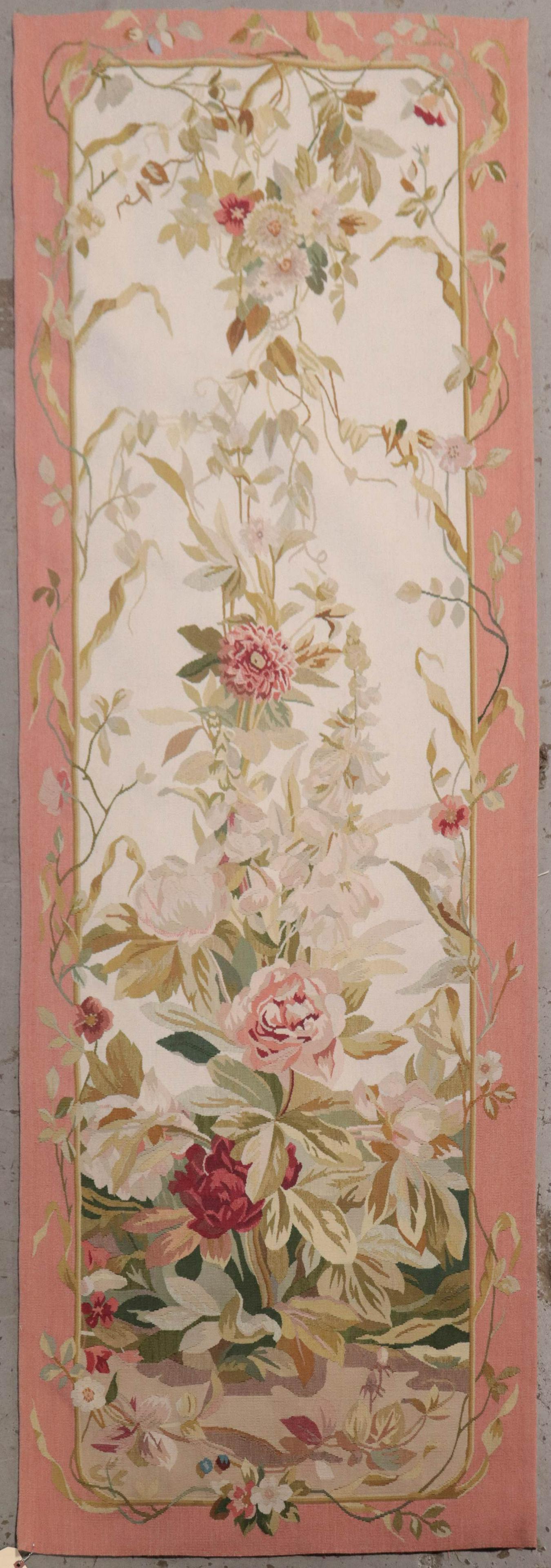 2' X 8' Aubusson Floral Tapestry: 2' X 8' Aubusson Floral Tapestry, horizontal orientation, circa 1960's, 2' X 8' Aubusson Floral Tapestry, horizontal orientation, circa 1960's, very good condition, no tears, repairs, stains, small pu