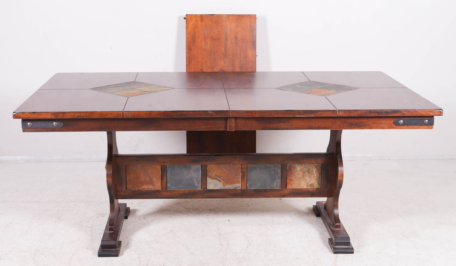 Mission style mahogany and stone tile dining table (1 of 3)