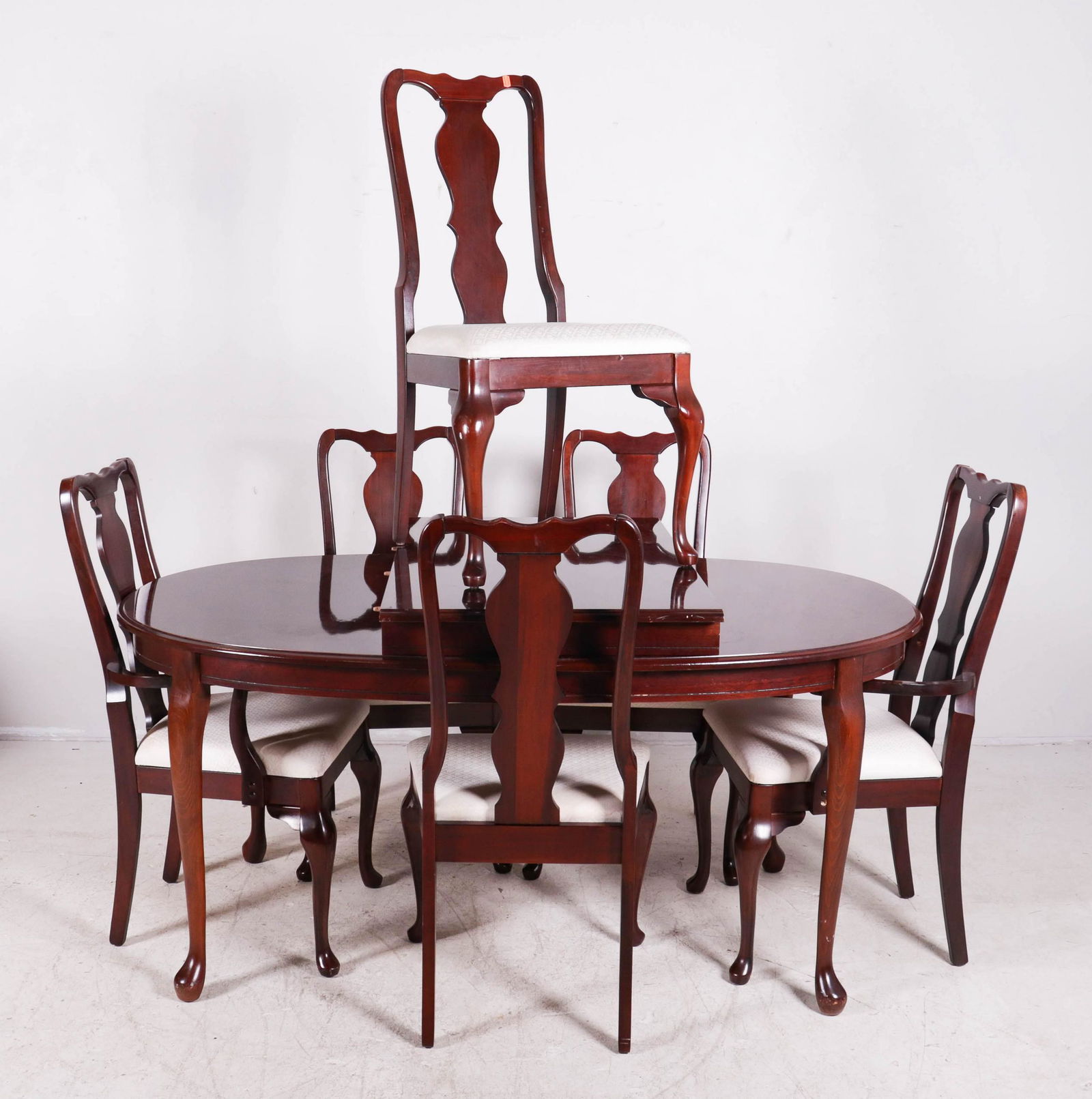 (7) pc Singer Co Queen Anne style mahogany dining doom (1 of 1)