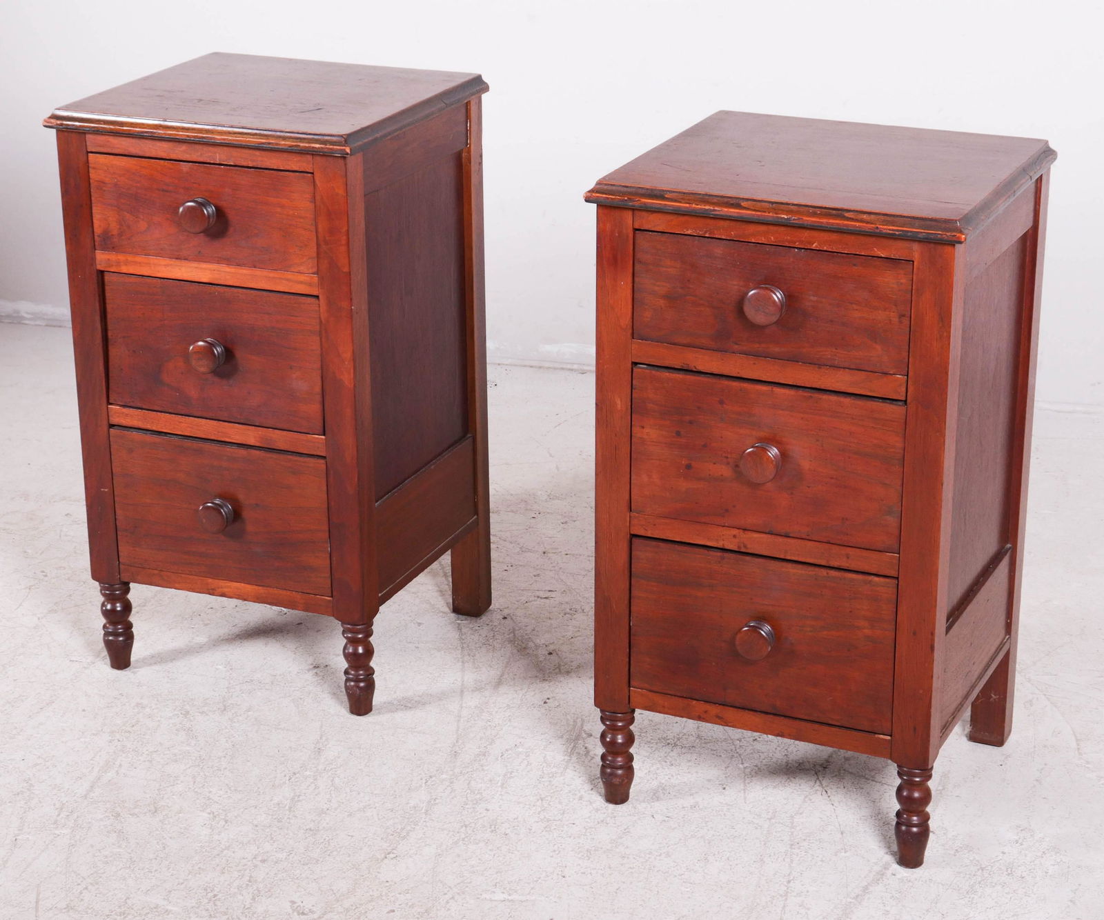 Pair Sheraton style three drawer side tables (1 of 2)