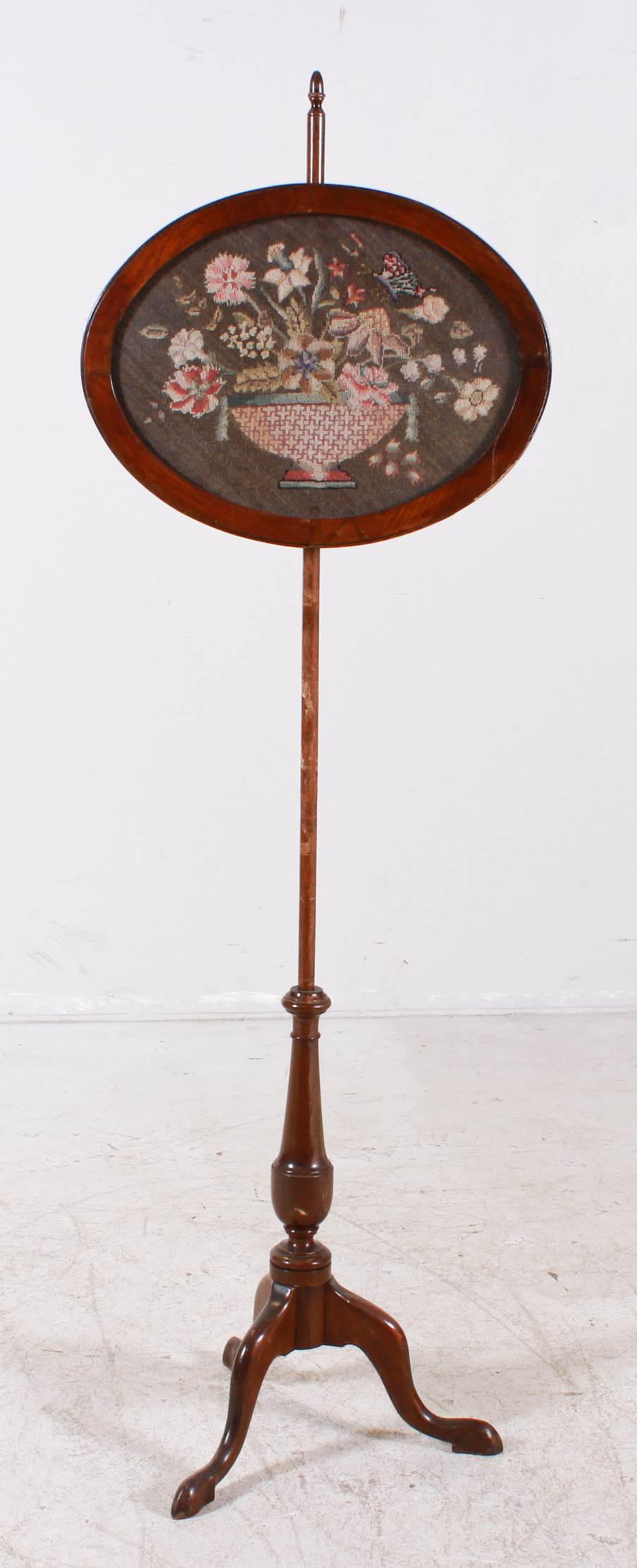 Mahogany needlepoint firescreen (1 of 4)