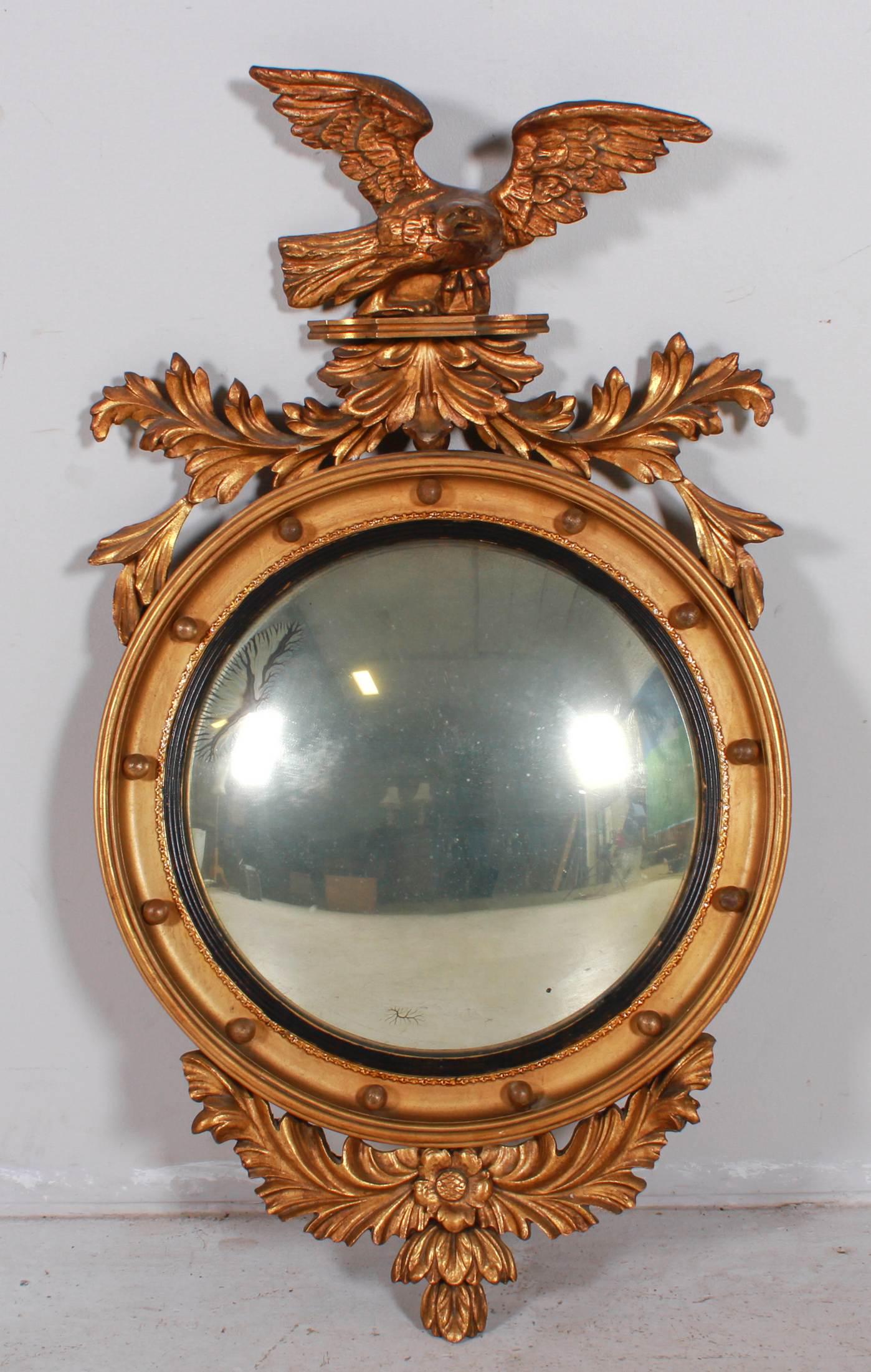 Federal style bullseye mirror with eagle at crest (1 of 9)