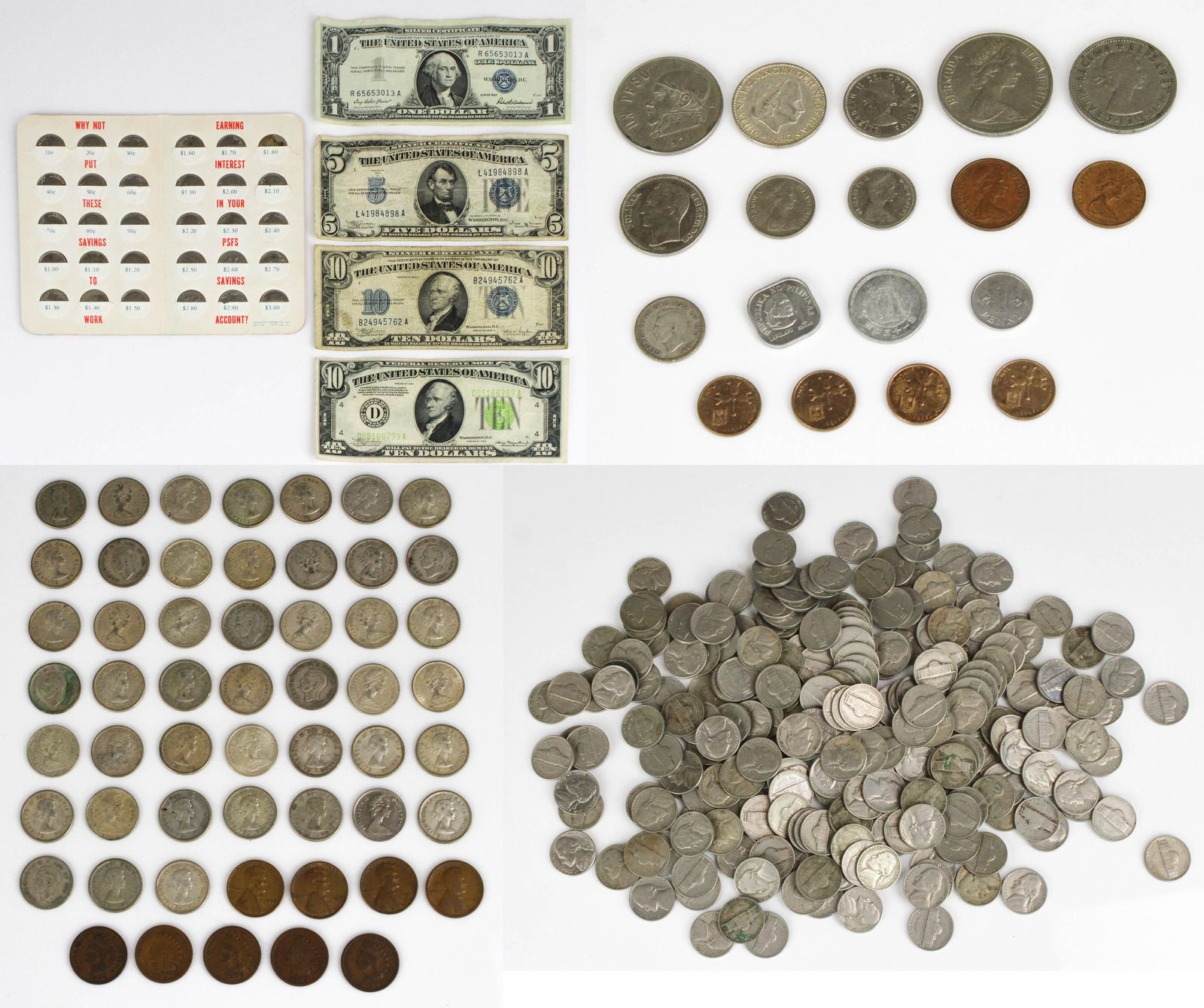 US/Canadian/World Coins/Currency to Include: $1-$5-$10 (1 of 11)