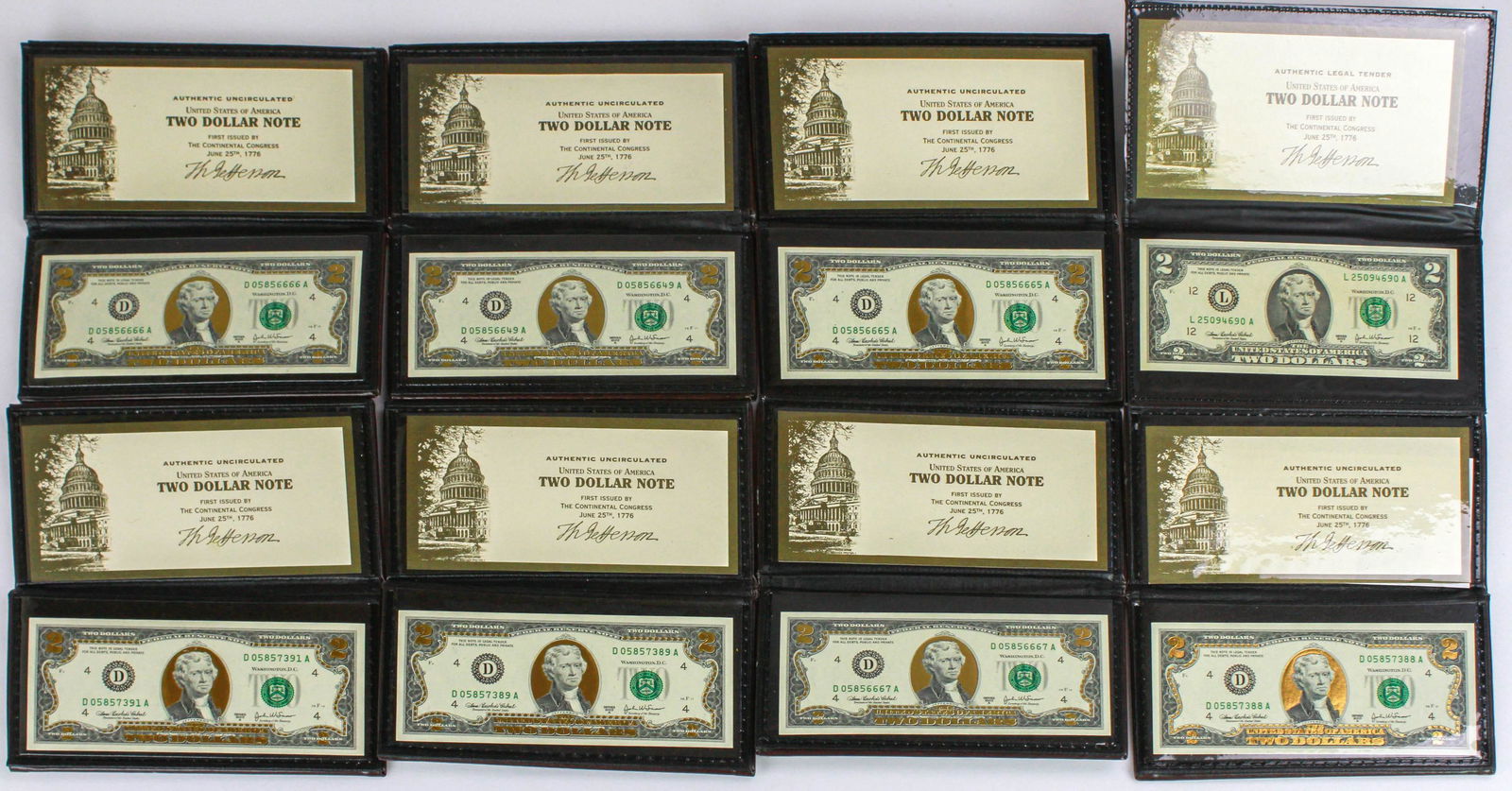 $2 Bills in (8) Leatherette Folders, $16 Face (1 of 1)