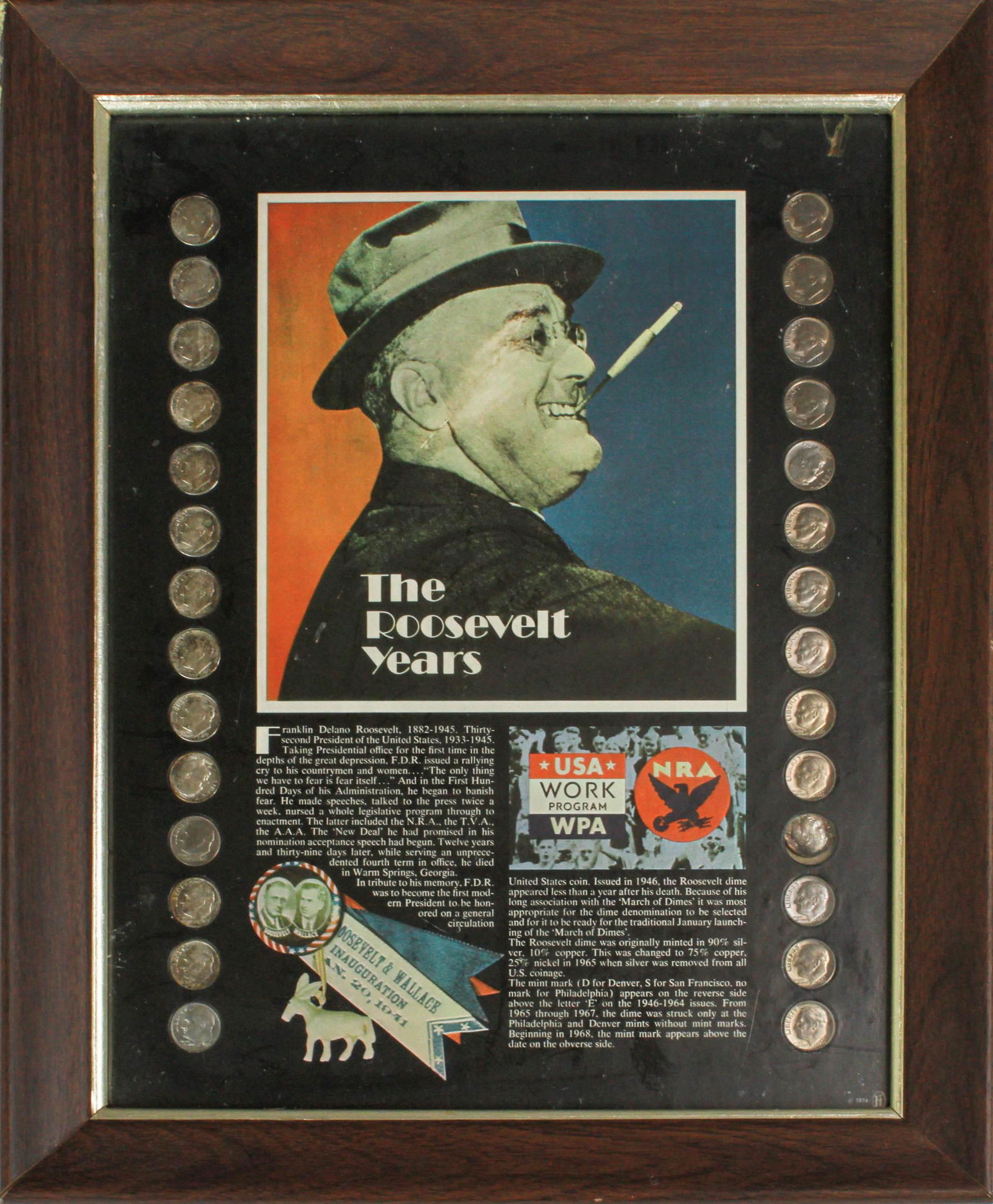 Framed Roosevelt Dimes, $2.80 Face (1 of 2)