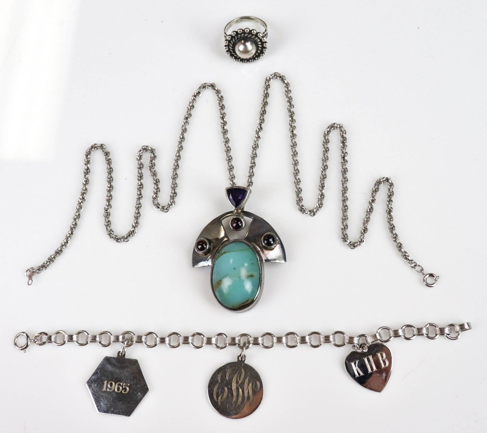 (3) Sterling Silver Necklace, Ring and Bracelet (1 of 5)